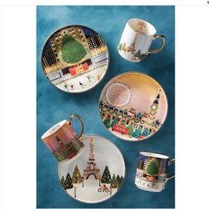 Anthropologie Christmas In The City Dessert Plates